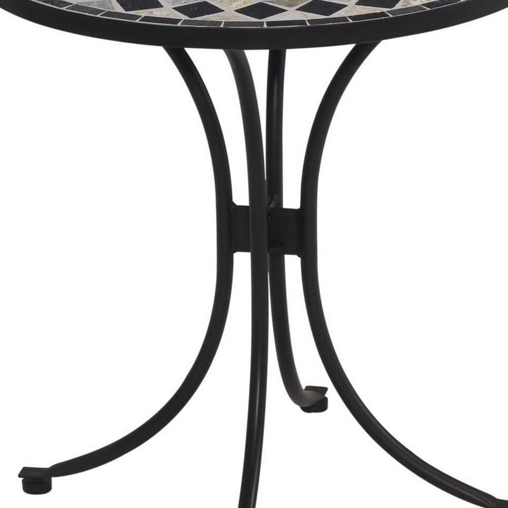 Laguna Black Metal Outdoor Bistro Table with Marble Tile Top