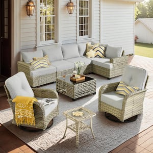 テーブル・チェア・ハンモック what we what FBFOOTSTAND HOOOWOOO Kelleys 9-Piece Wicker Modern Outdoor Patio