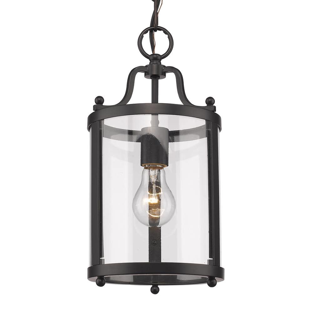 Black Mini Pendant with Clear Glass Shade