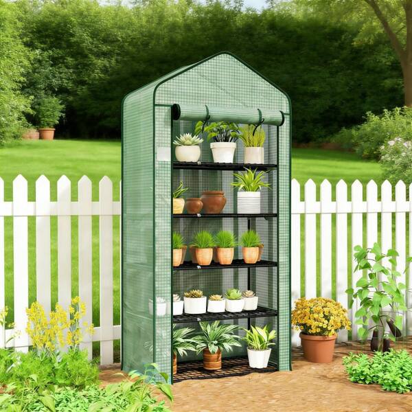 35.4 in. W x 19.3 in. D x 76 in. H Steel & Polyethylene Green Mini