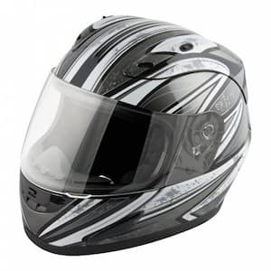 Octane Large Black/Silver Full Face Motorcycle Helmet