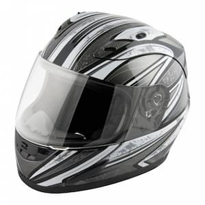 Octane 2X-Large Black/Silver Full Face Motorcycle Helmet