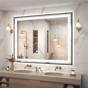 48 in. W x 40 in. H Rectangular Framed Front & Back LED Lighted Anti-Fog Wall Bathroom Vanity Mirror in Tempered Glass