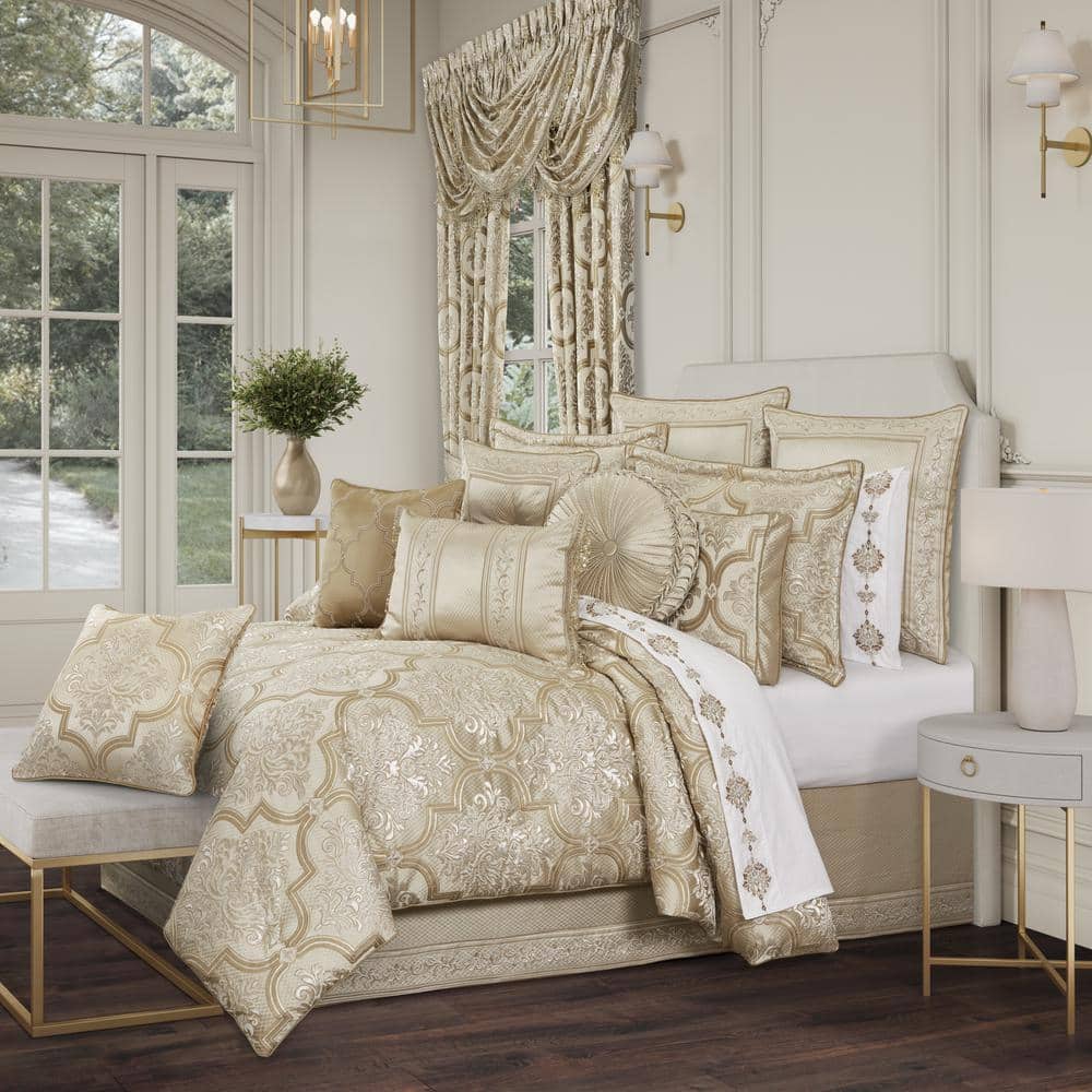 Champagne Gold Satin Boudoir Decorative Throw Pillow 15x22"