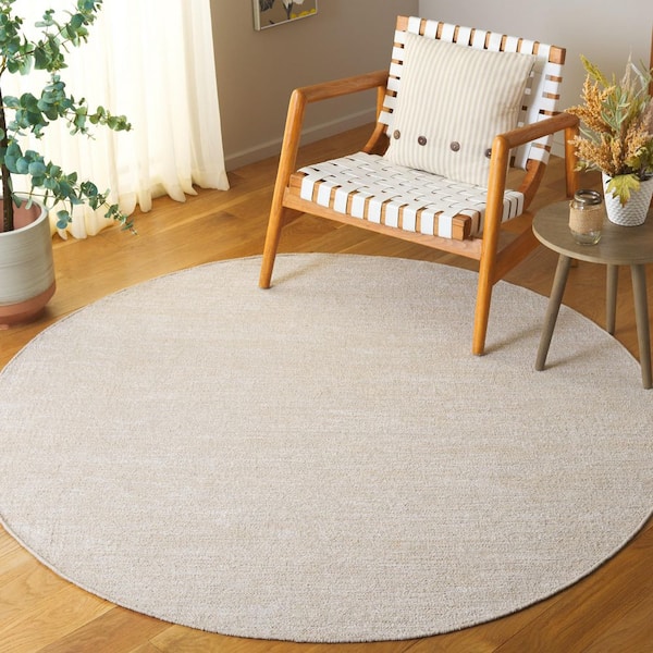 Montauk 6 ft. x 6 ft. Ivory Modern Solid Round Area Rug