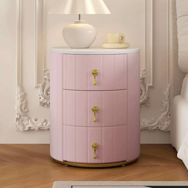 Pink 3 Drawers 15.75 in. W Nightstand