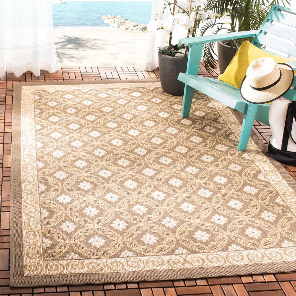 Courtyard Elegance Beige & Yellow Synthetic 8' x 11' Area Rug