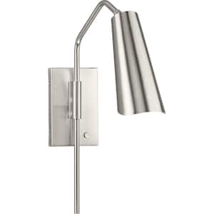 Cornett 19 in. 1-Light Brushed Nickel Mid-Century Modern Wall Bracket Dining Rooms, Great Rooms and Bathrooms