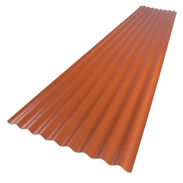 Suntop 26 in. x 12 ft. Corrugated Foam Polycarbonate Roof Panel in Red Brick