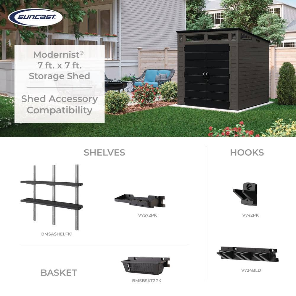 Modernist 7 ft. x 7 ft. Black Resin Storage Shed