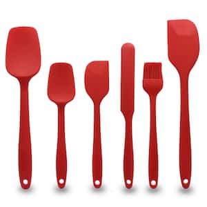 6 Piece Red Silicone Spatula Set, For Nonstick Cooking and Baking