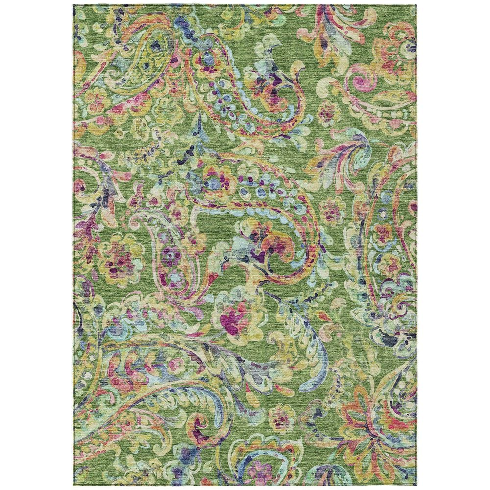 Fern Green Synthetic Flat Woven Rectangular Rug 9' x 12'