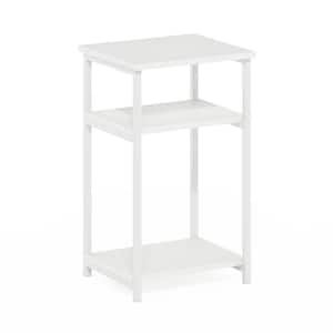 Just 13.39 in. White/White Rectangle Wood End Table With Metal Frame