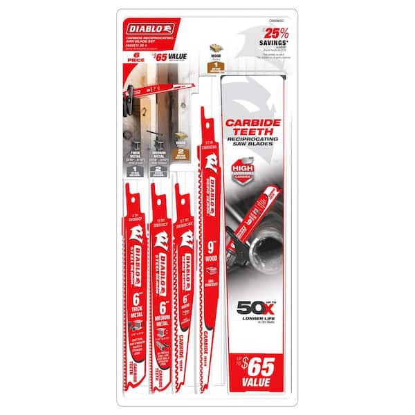 Carbide Reciprocating Saw Blade Set (6-Piece)