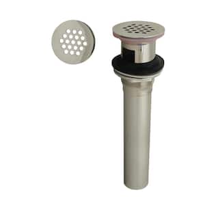 Grid Strainer Lavatory Bathroom Sink Drain Assembly with Overflow Holes - Exposed, Satin Nickel
