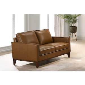 New Classic Furniture Caspar 59 in. Caramel Leather 2-seater Loveseat