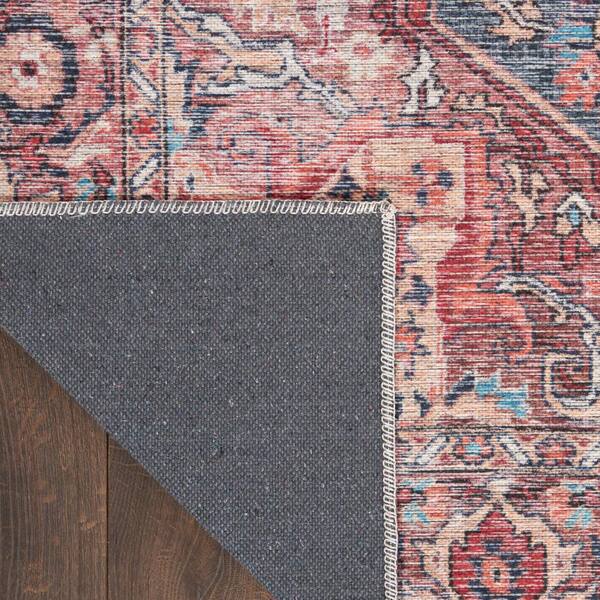 Nicole Curtis Machine Washable Traditional Boho Light Grey/Blue 9'2 x 12'  Area Rug, (9' x 12')