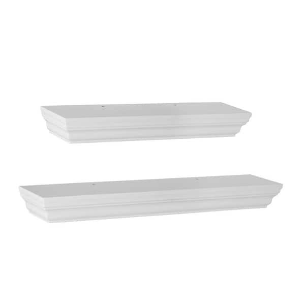 Generic unbranded 17.7 in. W x 3.90 in. D x 1.77 in. H White Profile Floating MDF Ledge (2-Piece)