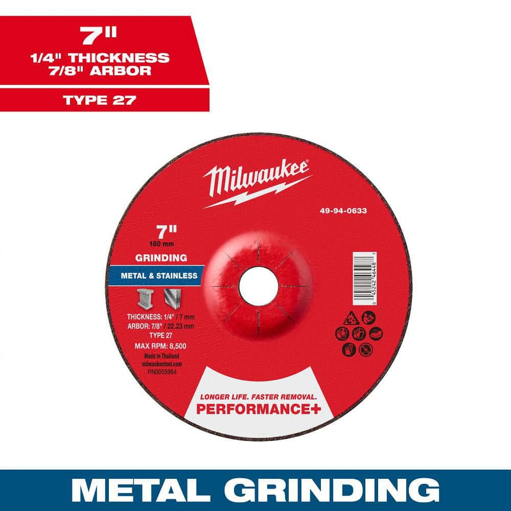 Milwaukee 7 in. x 1/4 in. x 7/8 in. Performance Plus Metal