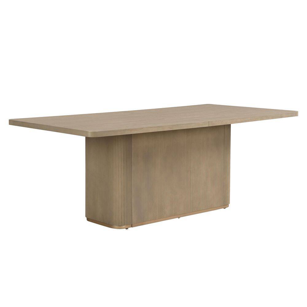 Murray Brown Wood 84 in. W Rectangular Pedestal Dining Table, 8-Seats, Pillar Base, Natural