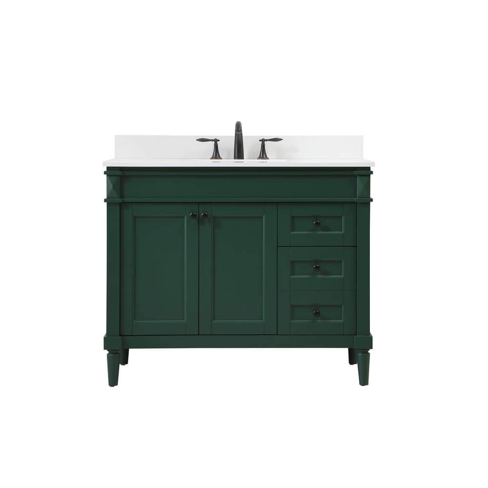 Simply Living 42 in. W x 21 in. D x 35 in. H Bath Vanity in Green with Ivor