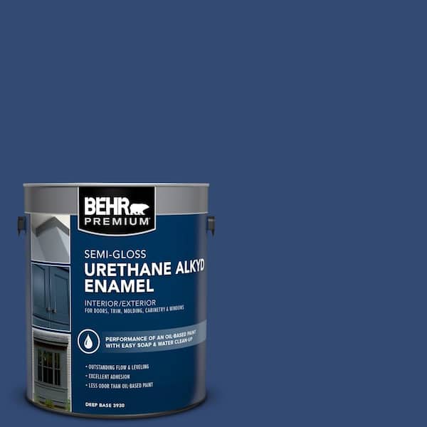 BEHR PREMIUM 1 gal. #S-H-580 Navy Blue Urethane Alkyd Semi-Gloss Enamel Interior/Exterior Paint