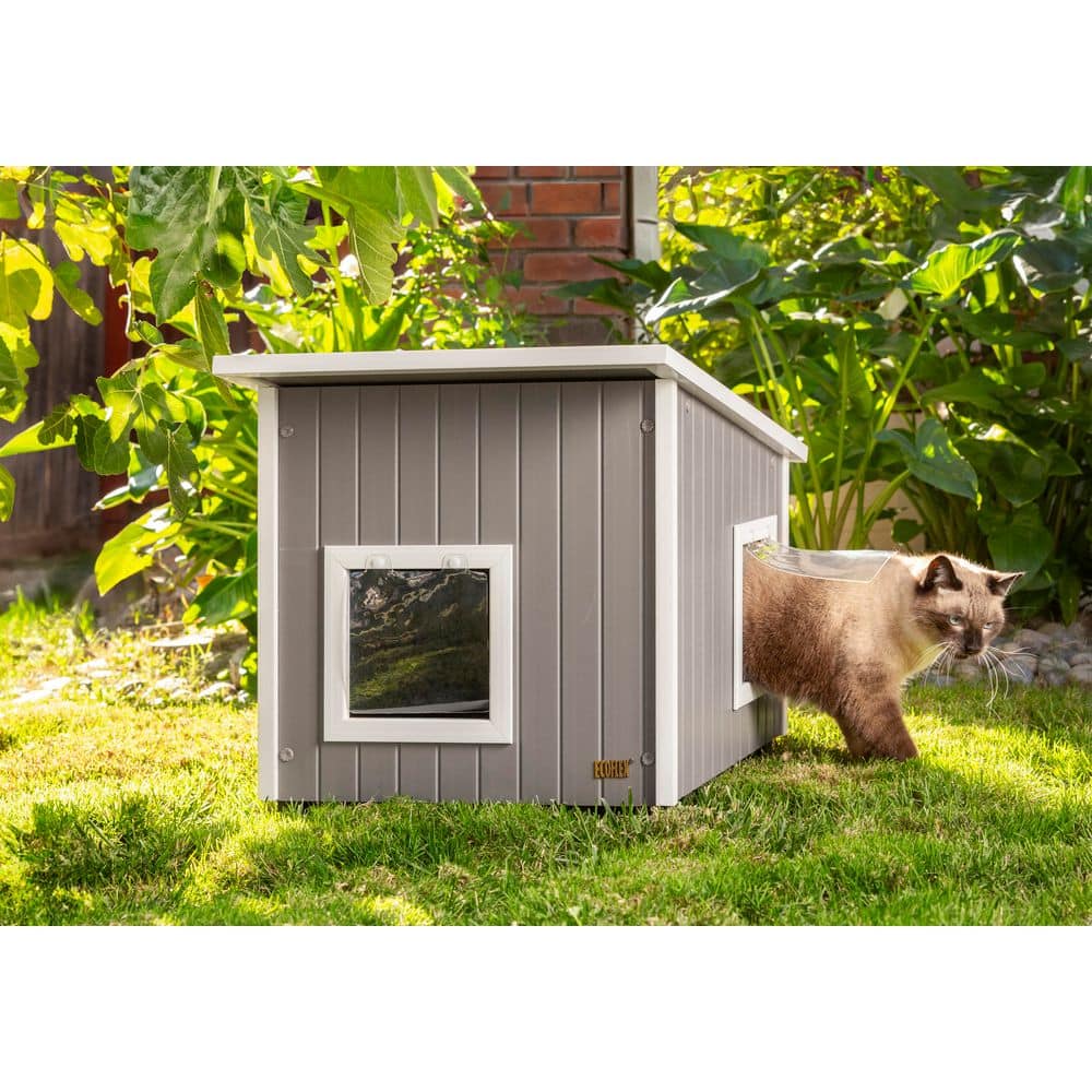 Extra Large Gray and White ECOFLEX Outdoor Cat House