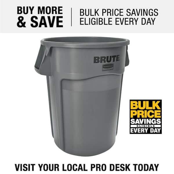 Rubbermaid 44 gal. Brute Vented Trash Receptacle, Round, Yellow