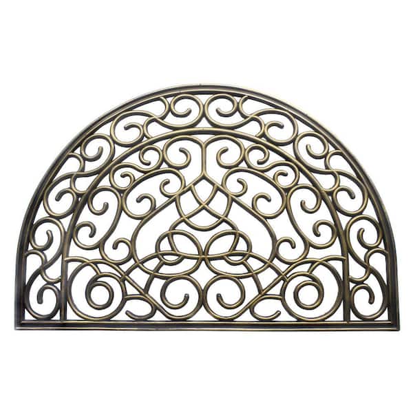 Moulded Vines Half-round Rubber Gold 24in. x 36in. Rubber Door Mat
