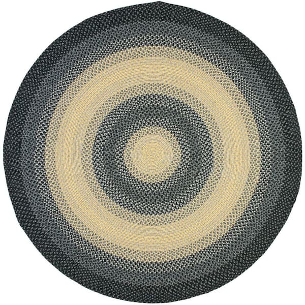 SAFAVIEH Braided Black/Multi 8 ft. x 8 ft. Round Border Area Rug