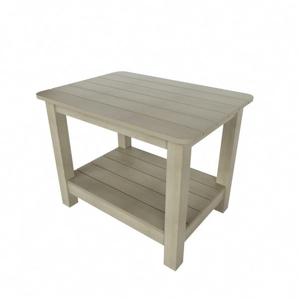 WESTIN OUTDOOR Vineyard Weathered Gray Rectangular Plastic Outdoor Double Layer Adirondack Patio Side Table