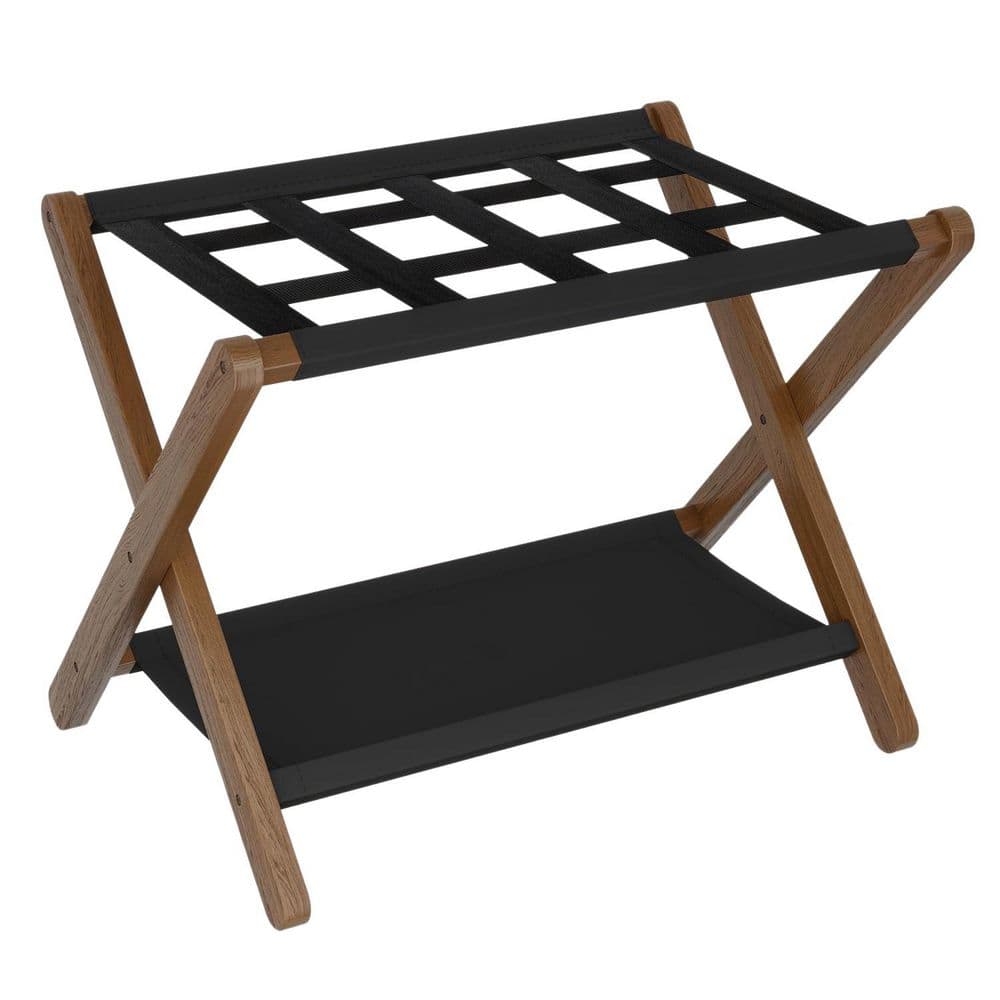 Walnut Luggage Rack with Storage Shelf and 5 Nylon Straps, Folding Suitcase Stand for Guest Room, Bedroom, Hotel price history on PriceWatchPro