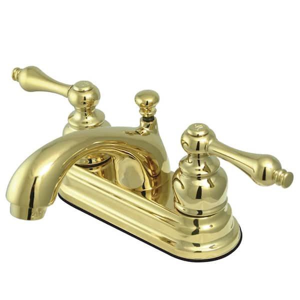 Kingston Brass Vintage 4 in. Centerset 2-Handle Bathroom Faucet in Polished Brass