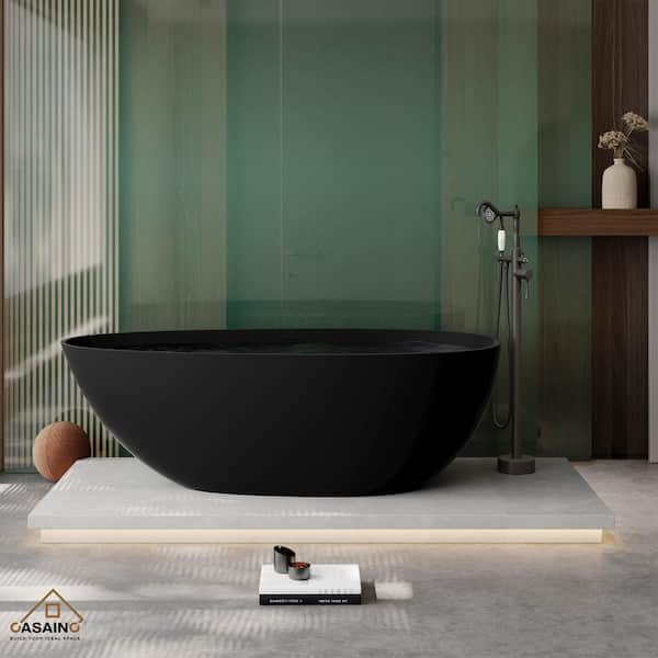 67 in. x 33 in. Soaking Bathtub in Matte Black