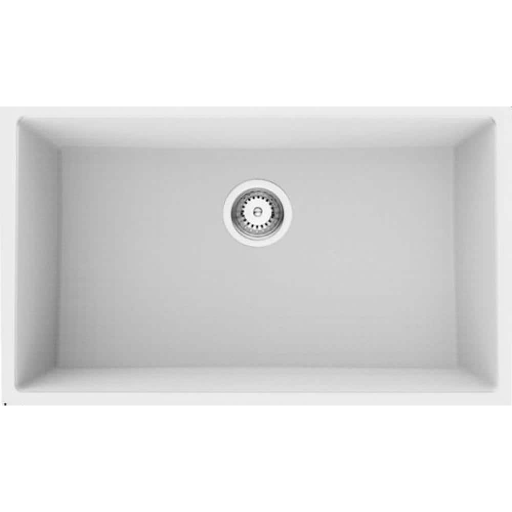 Granite Composite White 34 In W Single Bowl Undermount Kitchen Sink   White Undermount Kitchen Sinks 16gs 34477 64 1000 