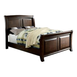 Vermo Brown Cherry Wood Frame California King Sleigh Bed