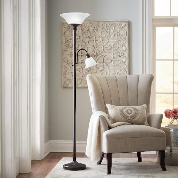 Hampton Bay 71 in. Bronze Combo Floor Lamp