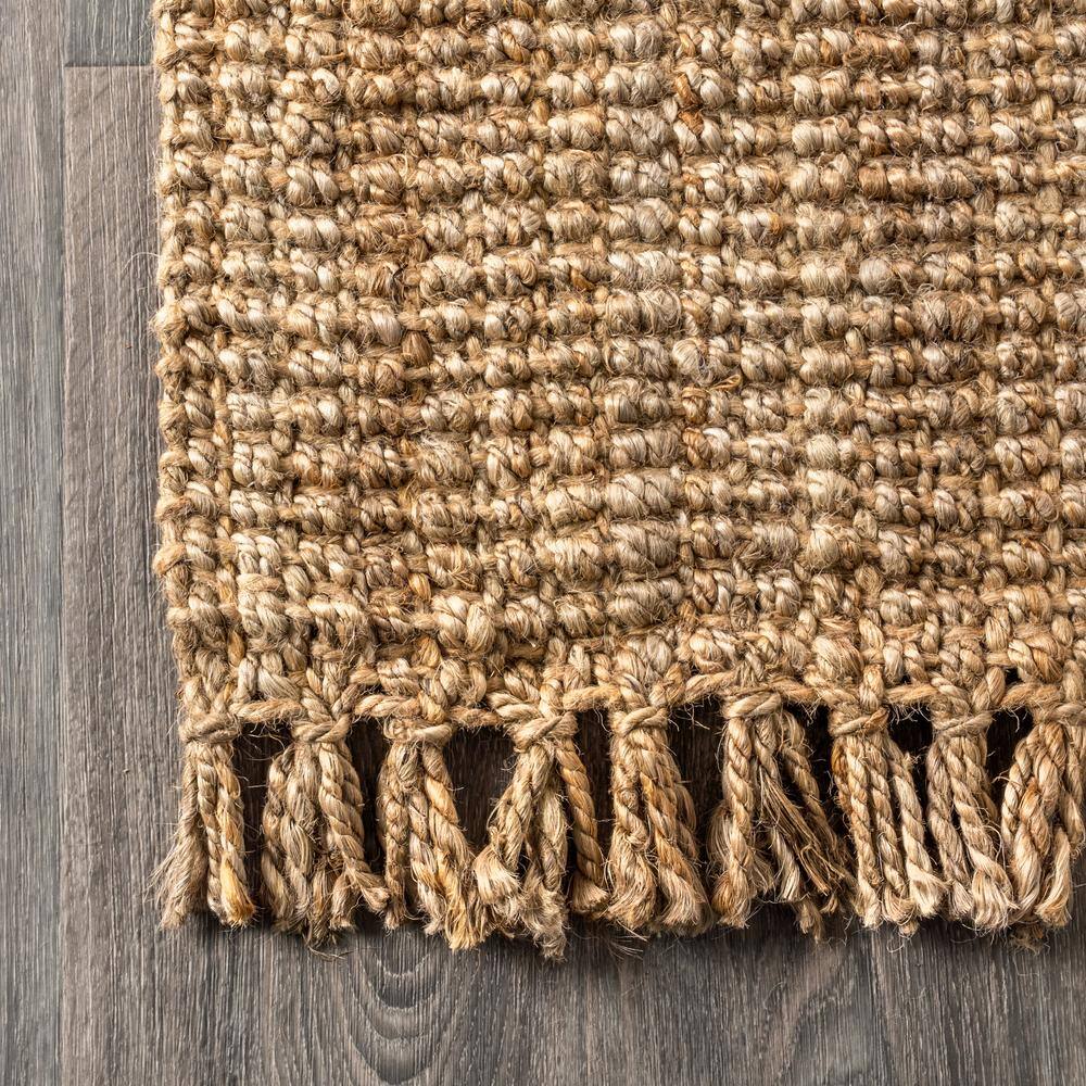 Ivory Handmade Braided Reversible Jute Area Rug