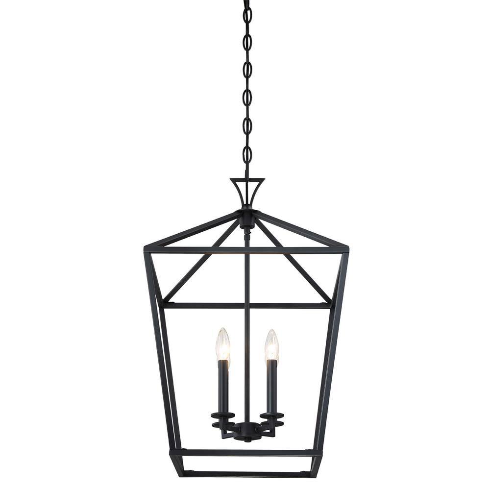 Townsend Matte Black 4-Light Open Lantern Pendant