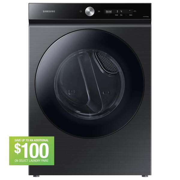 Samsung Bespoke 7.6 cu. ft. Ultra-Capacity Vented Gas Dryer in Brushed Black with Super Speed Dry and AI Smart Dial