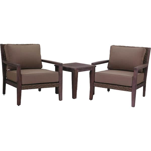 Courtyard Casual Bridgeport II 3-Piece Beige Club Chair Set Includes: 2 Club Chairs and 1 End Table