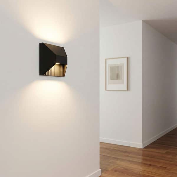 5 in. Black LED Wall Sconce, 1 Light 11-Watt 3 Color Dimmable with Sand Blast Acrylic Diffuser for Garage Porch Shed