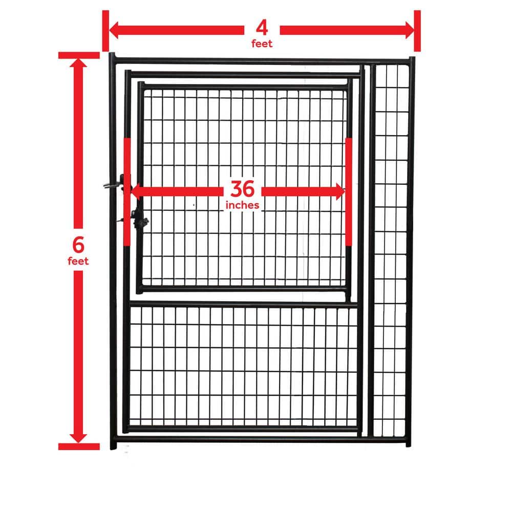 Black Welded Wire Kennel Gate with Modular Panels