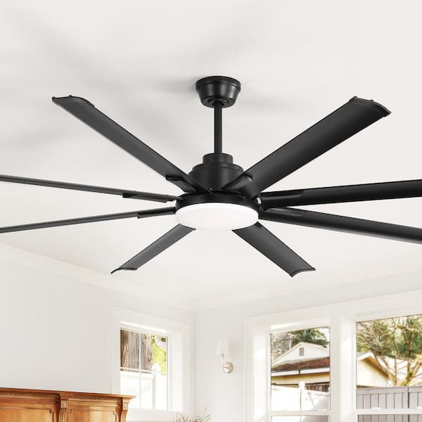 CACI Mall 72 in. Smart Indoor Black Ceiling Fan with Integrated LED Light and Remote Control, 6-Speed and Reversible Motor