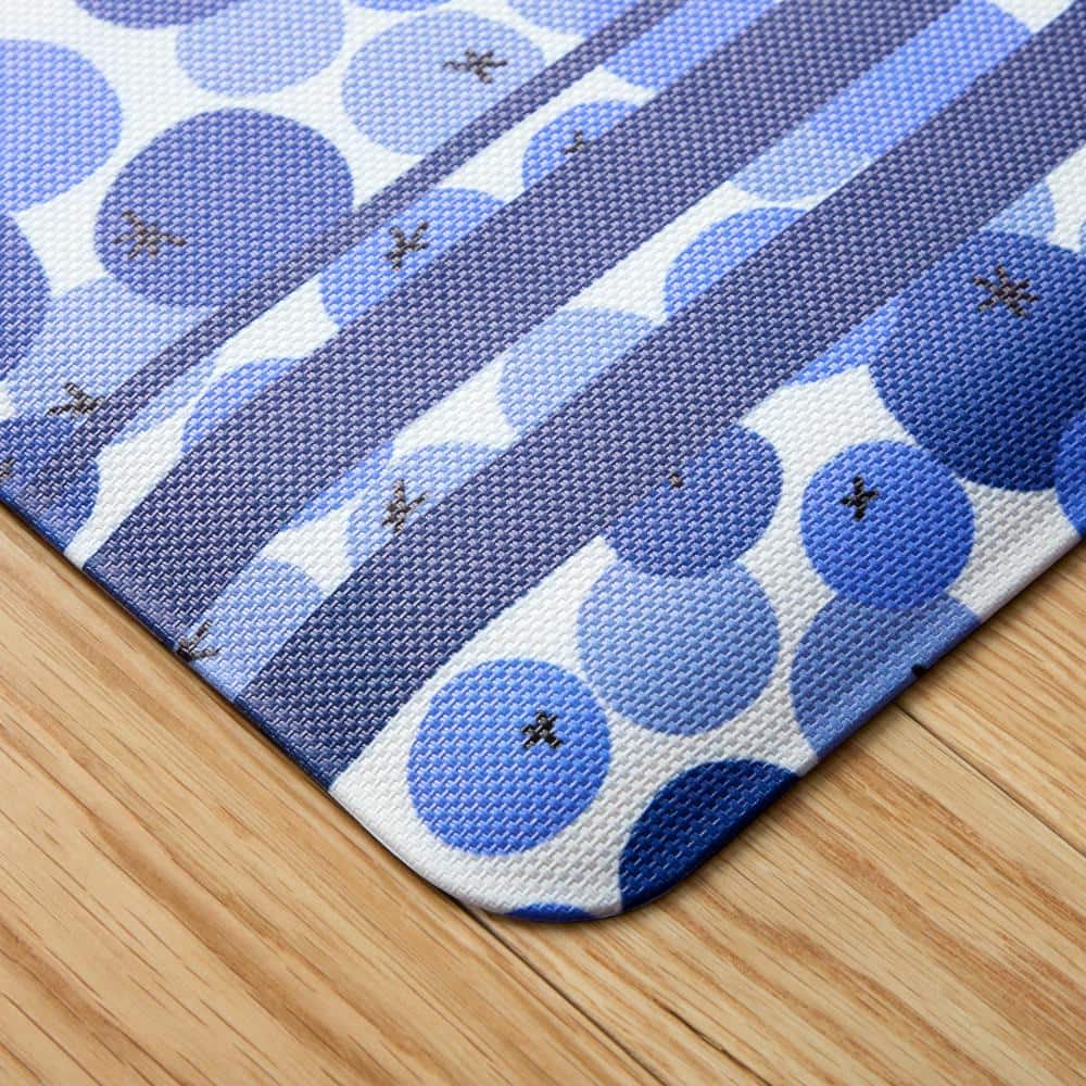 Blue and White PVC Anti-Fatigue Kitchen Runner Mat