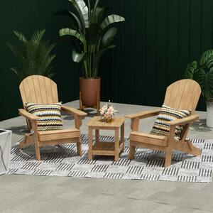 Vineyard Teak Outdoor Plastic Adirondack Chair with Side Table 3-Piece Set