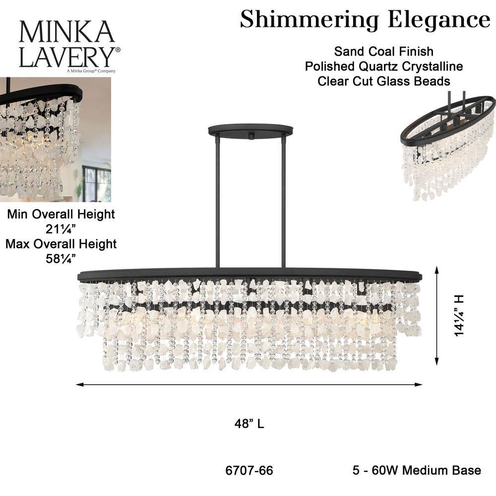 Shimmering Elegance Black Crystal 5-Light Island Chandelier