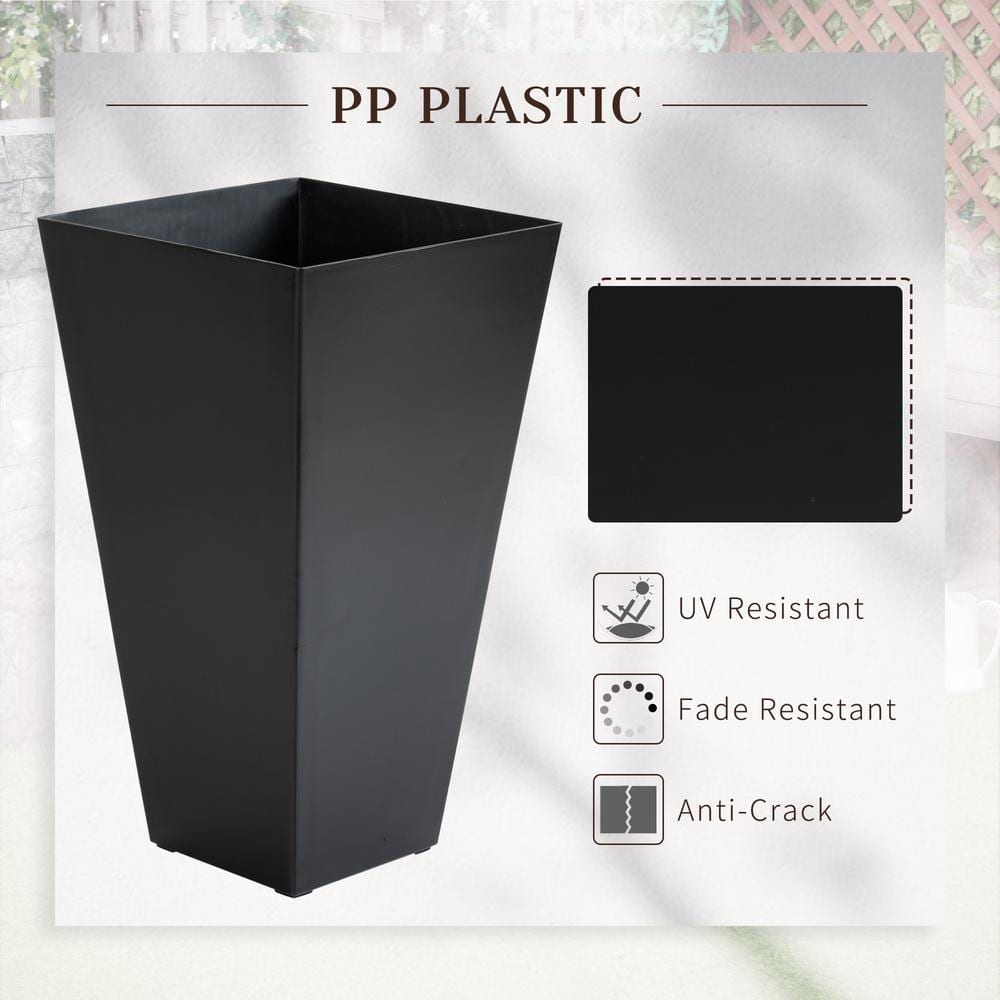 Black Tall Plastic Indoor/Outdoor Planters Set of 3
