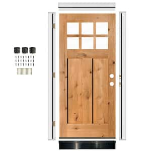 DIY RTA Kit 36in.x80in. Knotty Alder Left-Hand/Inswing 6 Lite Clear Glass Clear Stain Wood Ready To Assemble Front Door