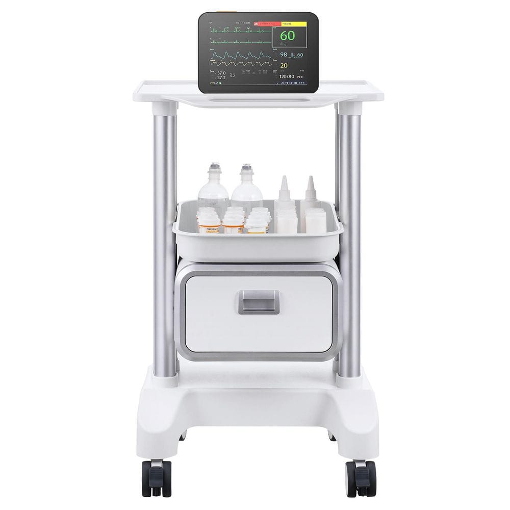 White 2-Tiers Lab Utility Cart with 1-Drawer and 1-Top Tray, Mobile Medical Cart, Lab Rolling Cart price history on PriceWatchPro